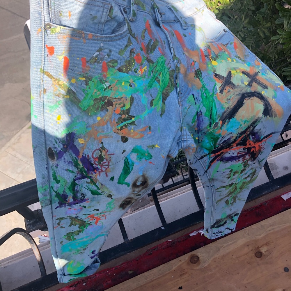 CUSTOM 1/1  PAINTED NIRVANA PUNK ROCKSTAR JEANS